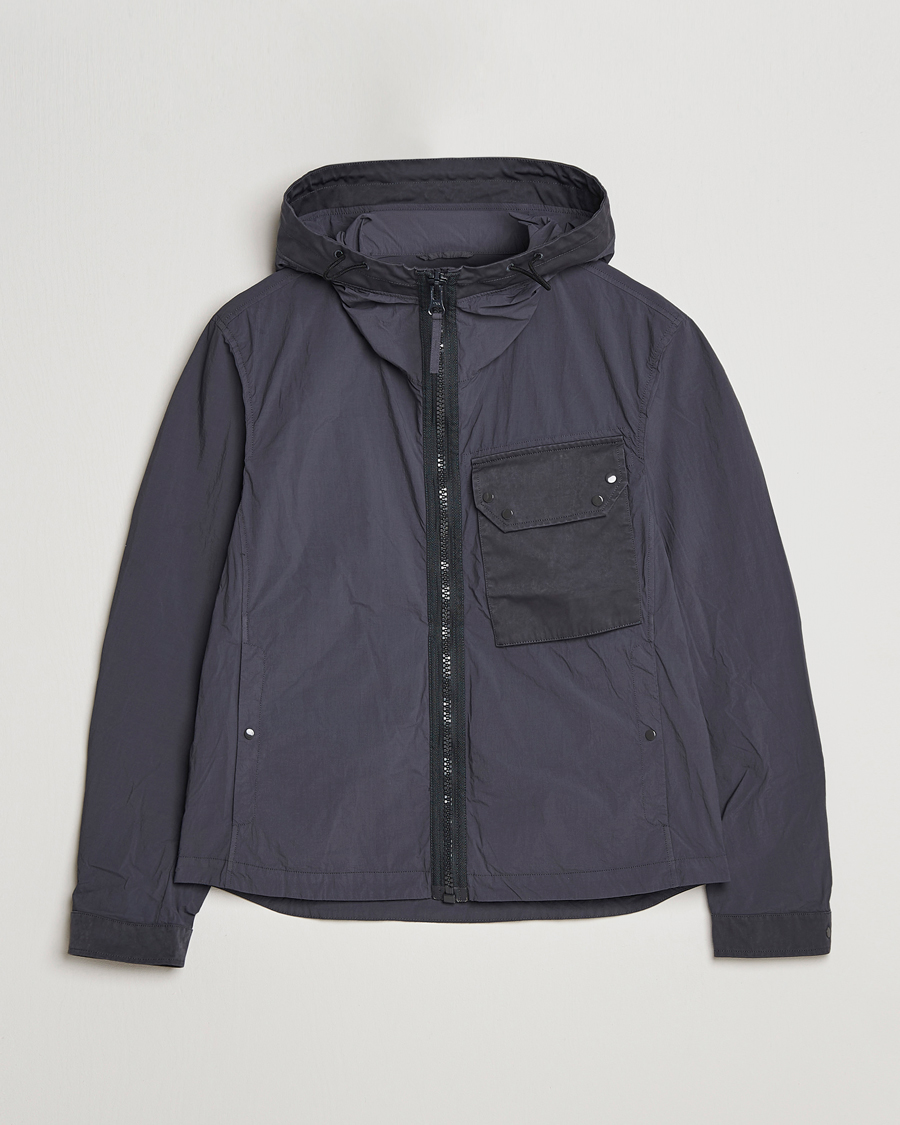 Hombres | Abrigos y chaquetas | Ten c | Garment Dyed Nylon Hooded Jacket Blue Grey