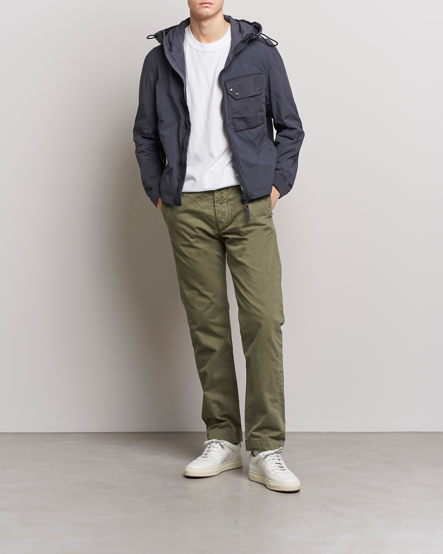 Hombres | Abrigos y chaquetas | Ten c | Garment Dyed Nylon Hooded Jacket Blue Grey