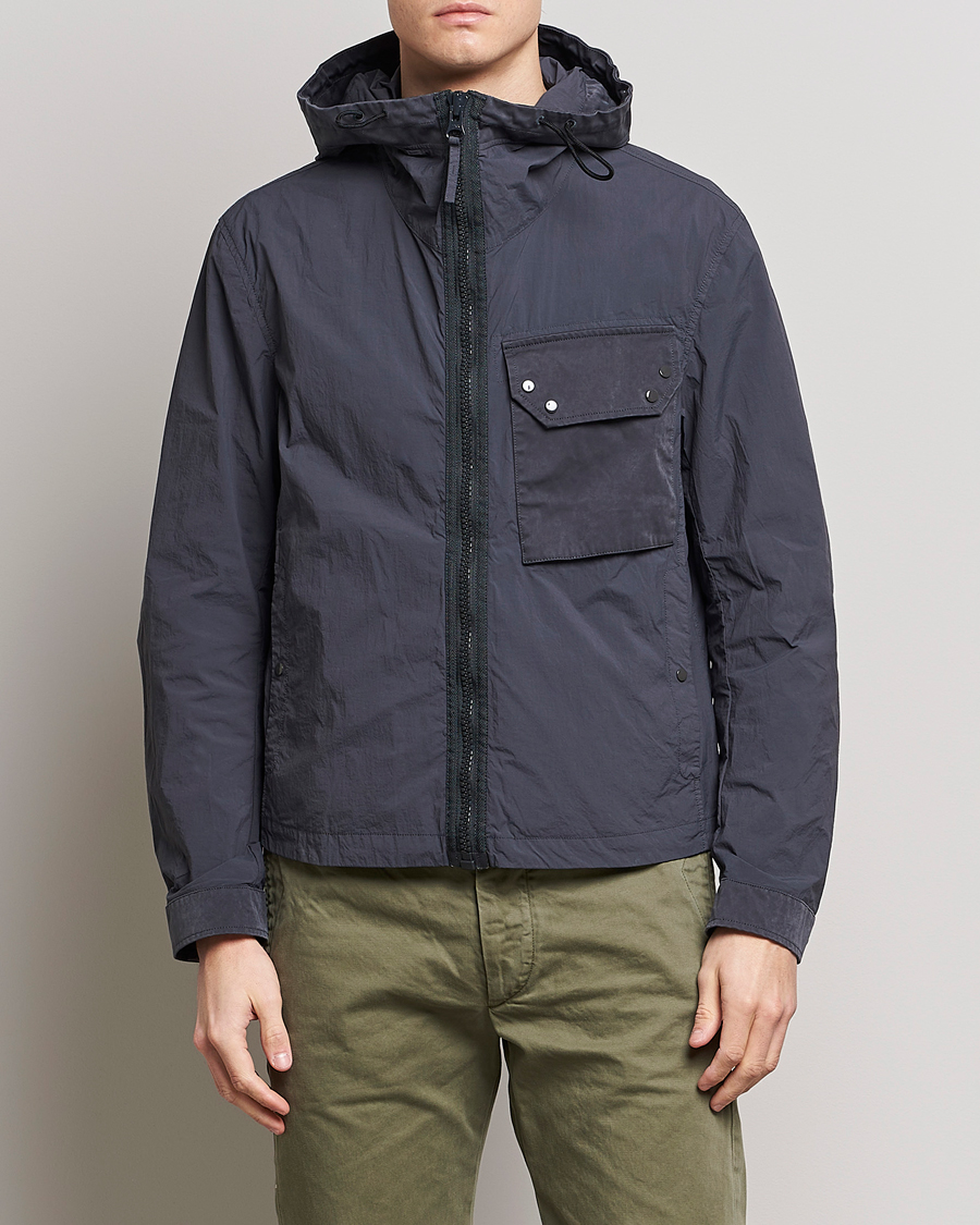 Hombres | Abrigos y chaquetas | Ten c | Garment Dyed Nylon Hooded Jacket Blue Grey