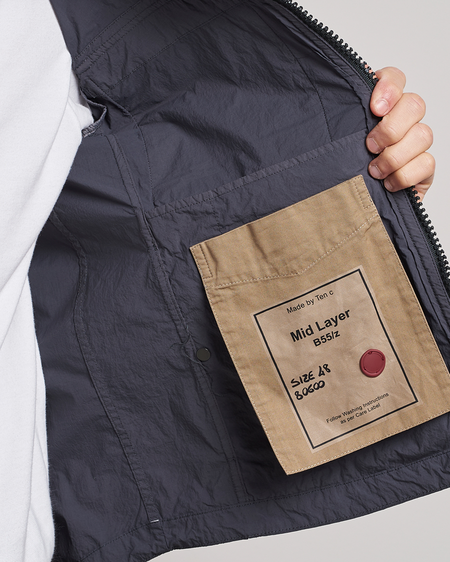 Hombres | Abrigos y chaquetas | Ten c | Garment Dyed Nylon Hooded Jacket Blue Grey