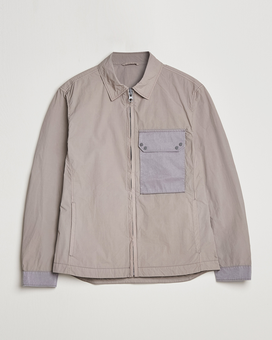 Hombres | Abrigos y chaquetas | Ten c | Garment Dyed Nylon Jacket Light Grey