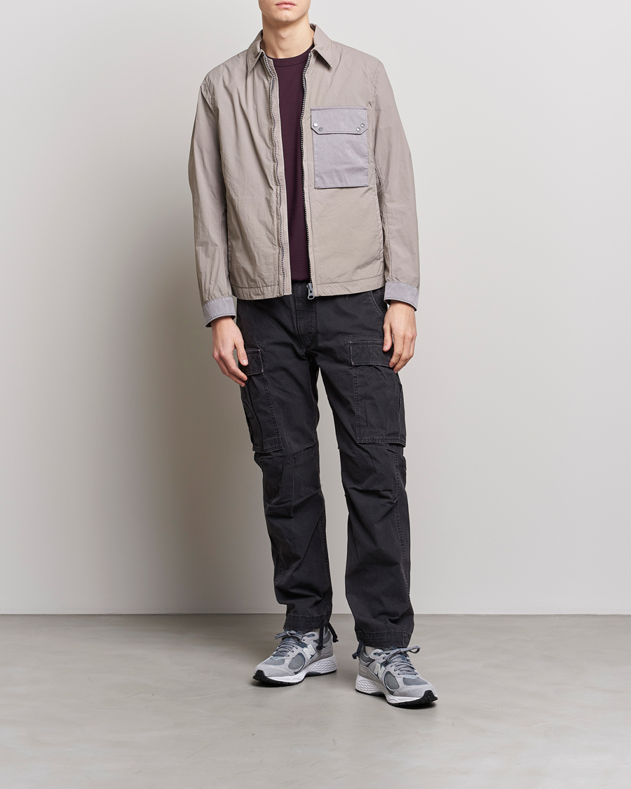 Hombres | Abrigos y chaquetas | Ten c | Garment Dyed Nylon Jacket Light Grey
