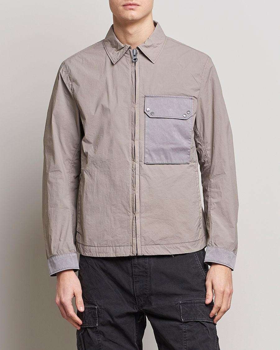 Hombres | Abrigos y chaquetas | Ten c | Garment Dyed Nylon Jacket Light Grey