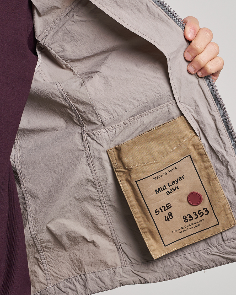 Hombres | Abrigos y chaquetas | Ten c | Garment Dyed Nylon Jacket Light Grey