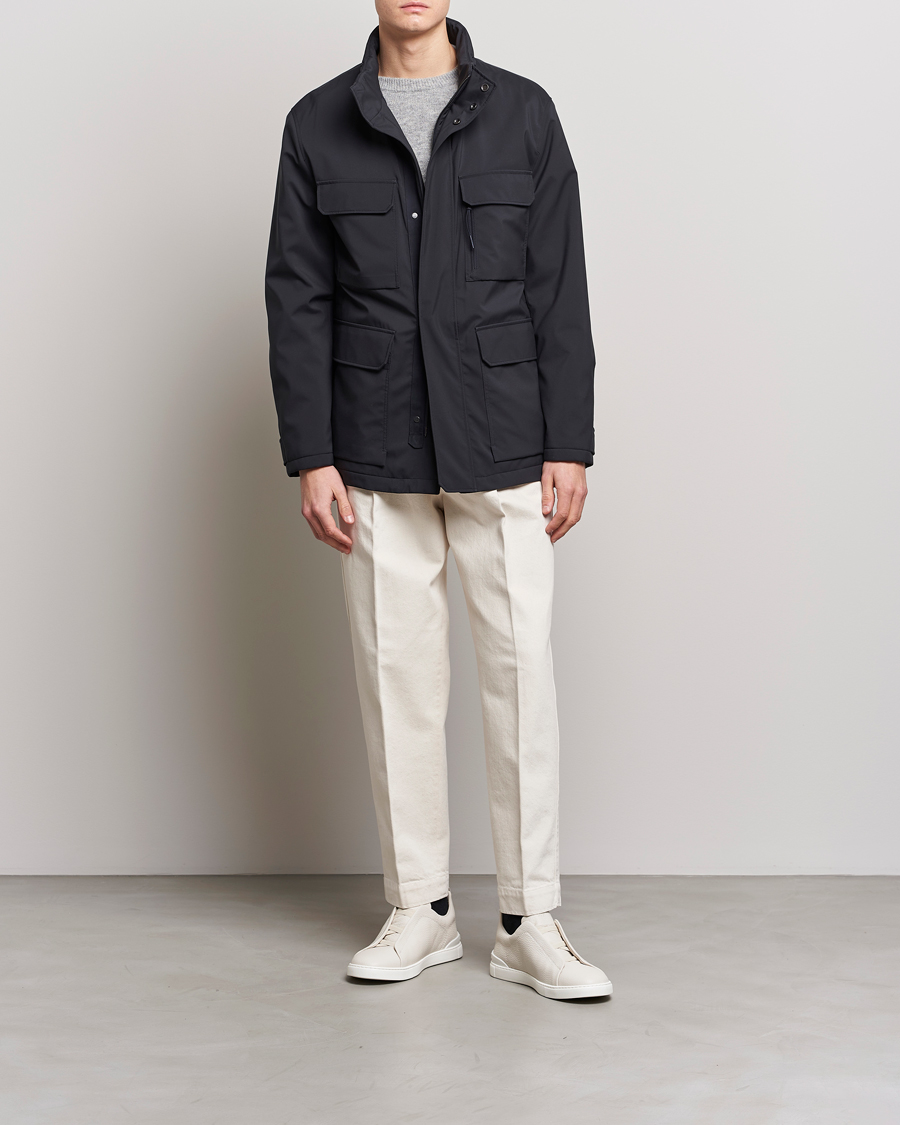 Hombres | Abrigos y chaquetas | Zegna | Water Repellent Nylon Field Jacket Navy