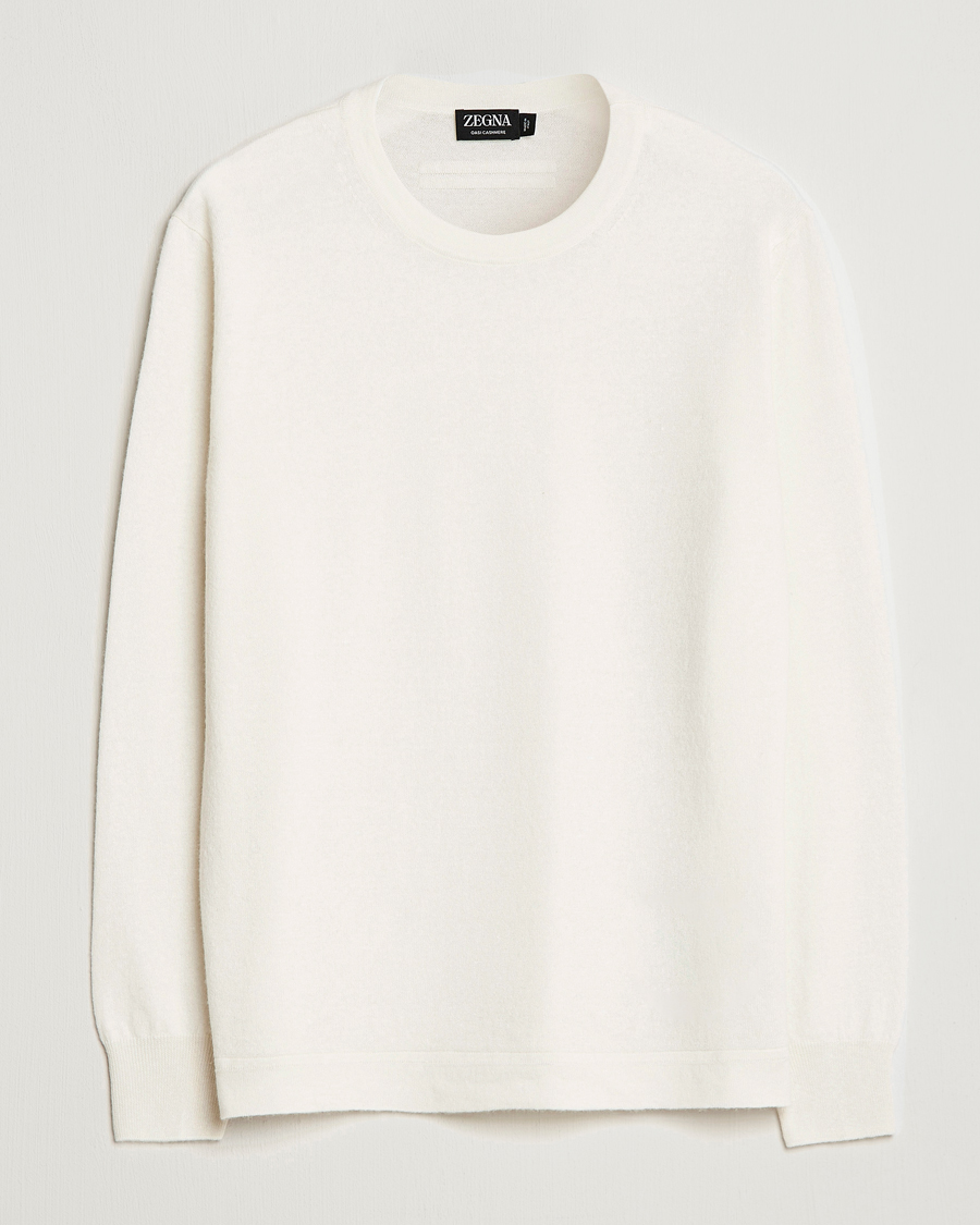Hombres | Jerséis y prendas de punto | Zegna | Oasi Cashmere/Linen Crew Neck Sweater Off White