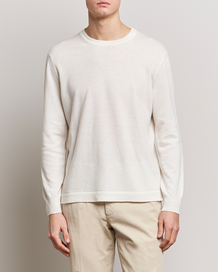 Hombres | Jerséis y prendas de punto | Zegna | Oasi Cashmere/Linen Crew Neck Sweater Off White