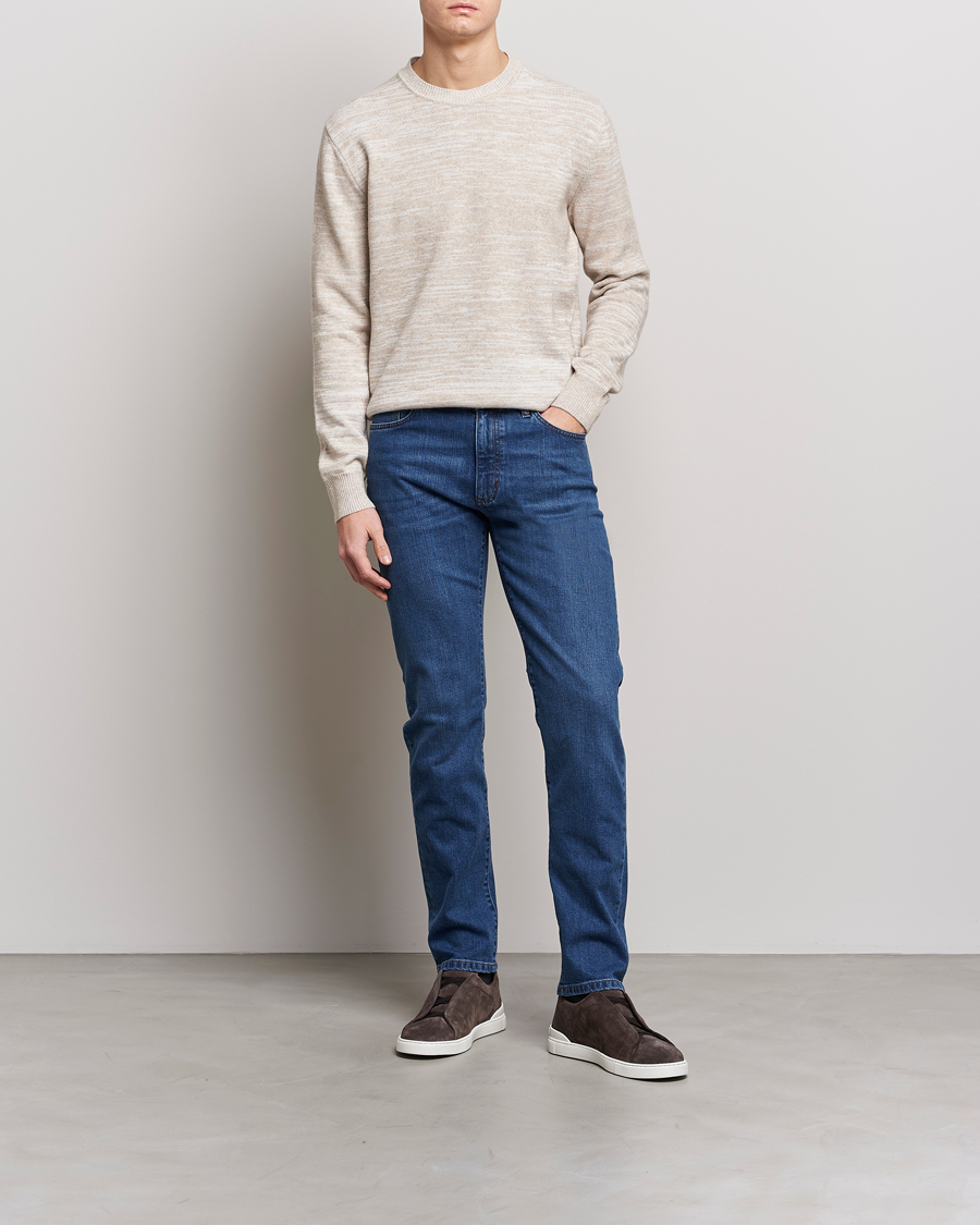 Hombres | Jerséis y prendas de punto | Zegna | Oasi Cashmere/Cotton Melange Sweater Beige