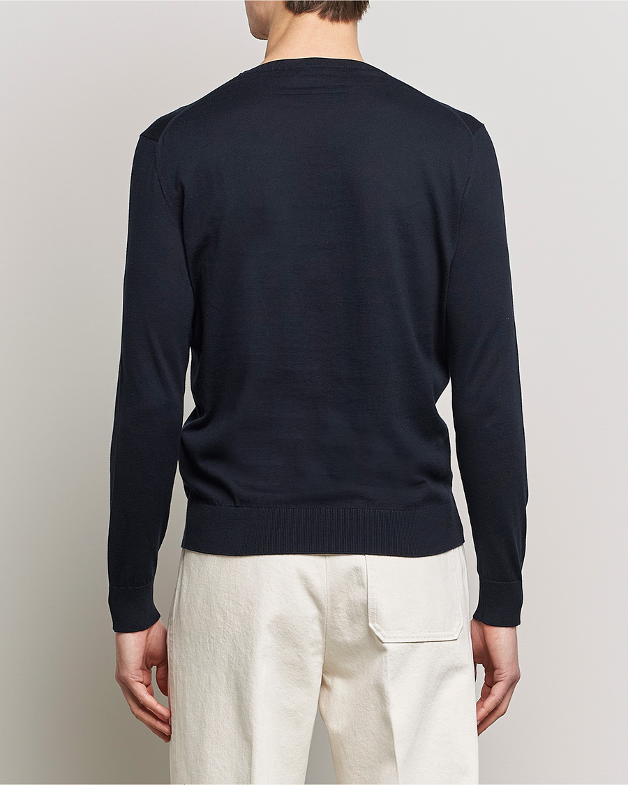 Hombres | Jerséis y prendas de punto | Zegna | Premium Cotton Crew Neck Sweater Navy
