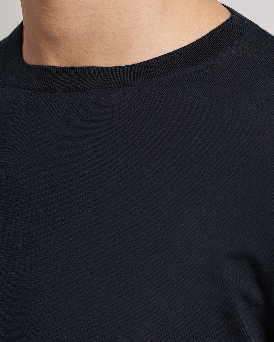 Hombres | Jerséis y prendas de punto | Zegna | Premium Cotton Crew Neck Sweater Navy