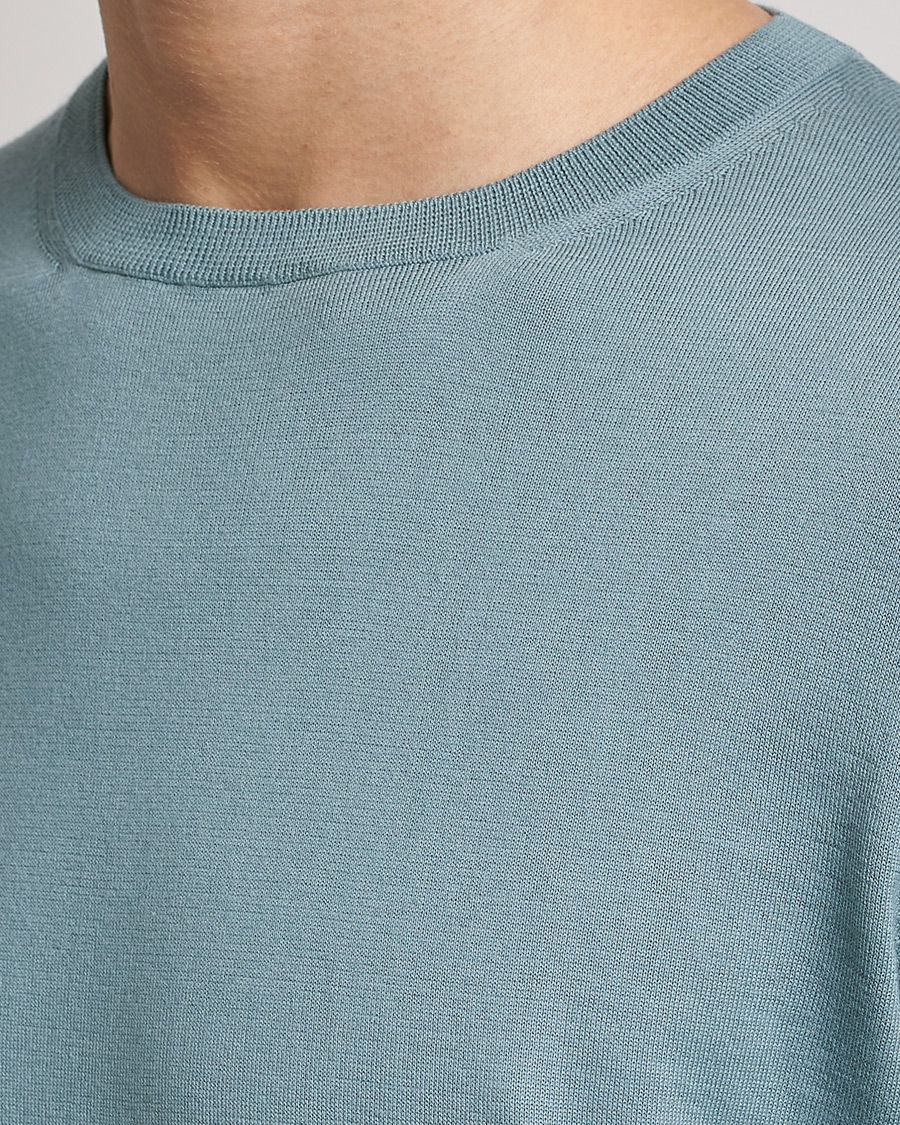 Hombres | Jerséis y prendas de punto | Zegna | Premium Cotton Crew Neck Sweater Teal