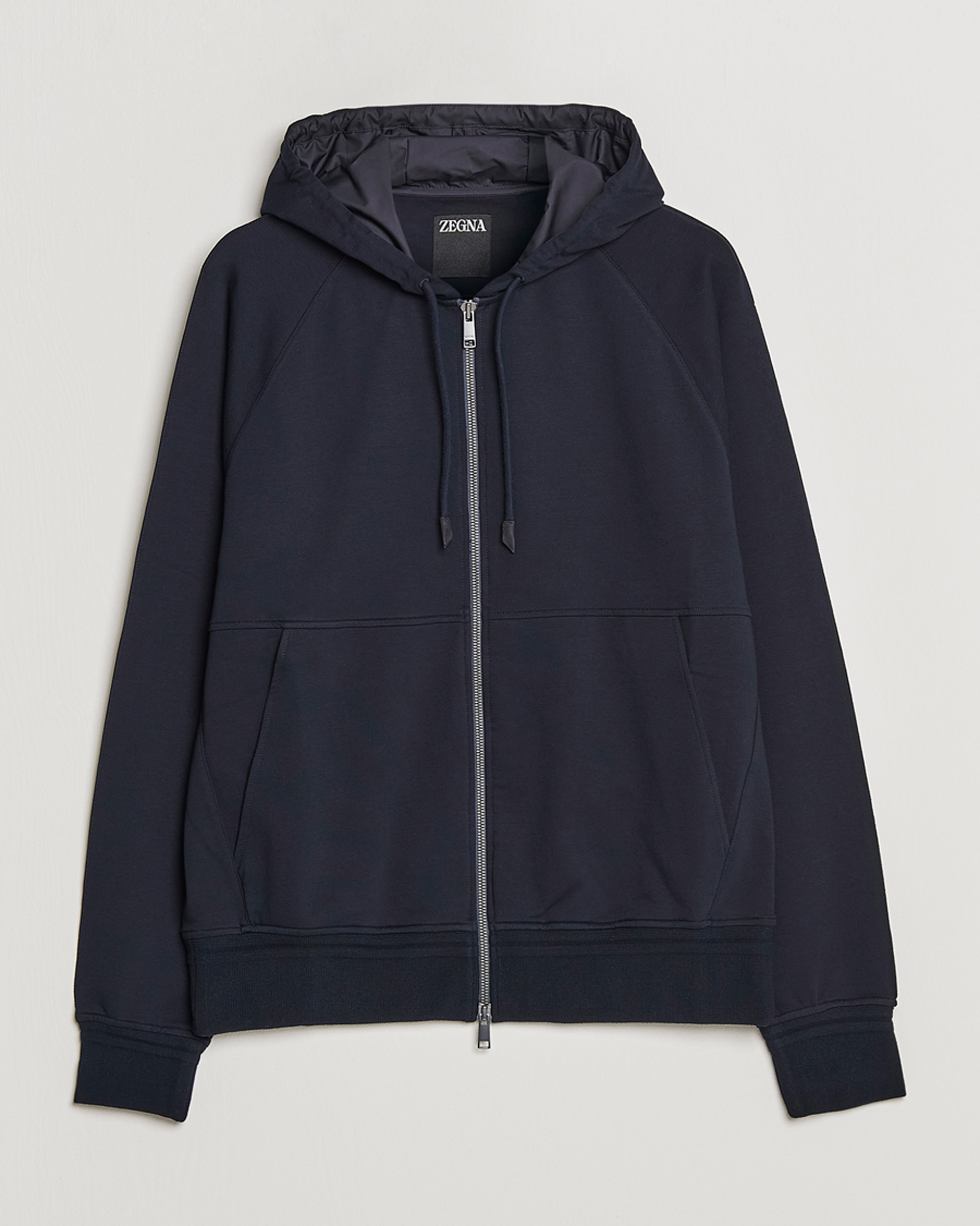 Hombres | Jerséis y prendas de punto | Zegna | Cotton Stretch Zip Hoodie Navy