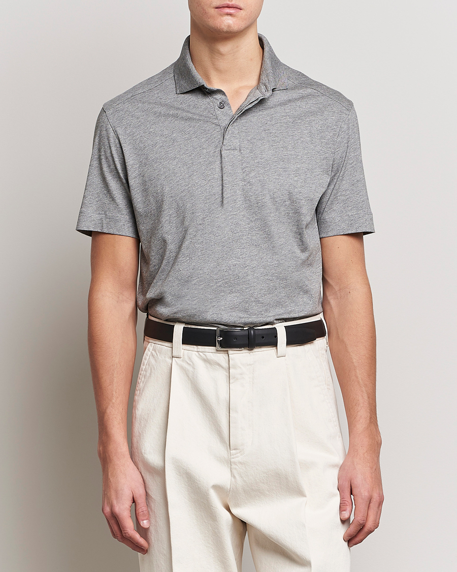Hombres | Polos | Zegna | Cotton Jersey Polo Grey Melange