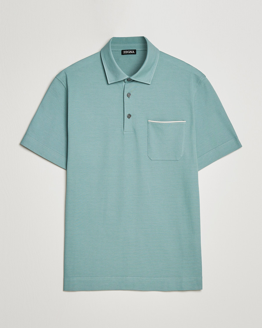 Hombres | Polos | Zegna | Short Sleeve Pocket Polo Teal
