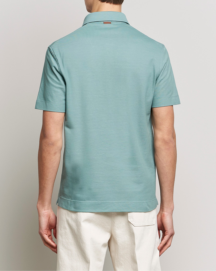 Hombres | Polos | Zegna | Short Sleeve Pocket Polo Teal