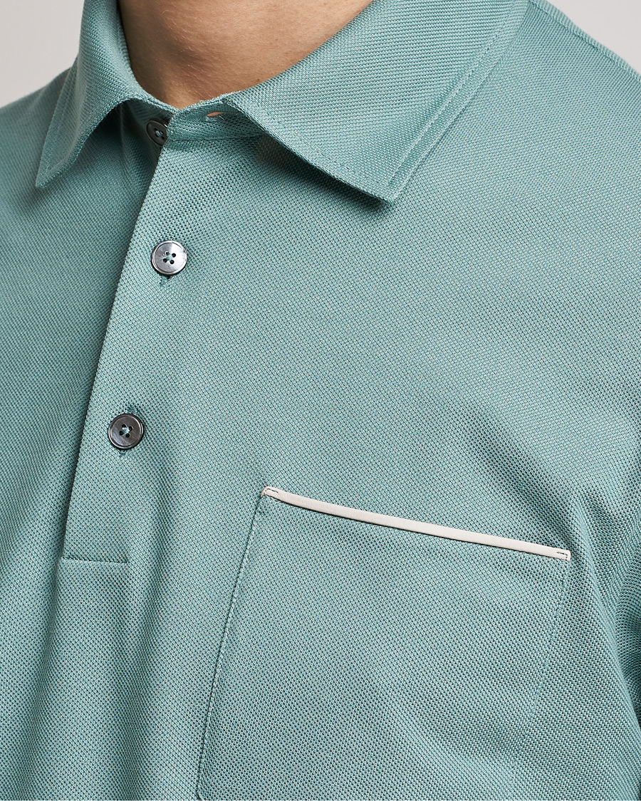 Hombres | Polos | Zegna | Short Sleeve Pocket Polo Teal