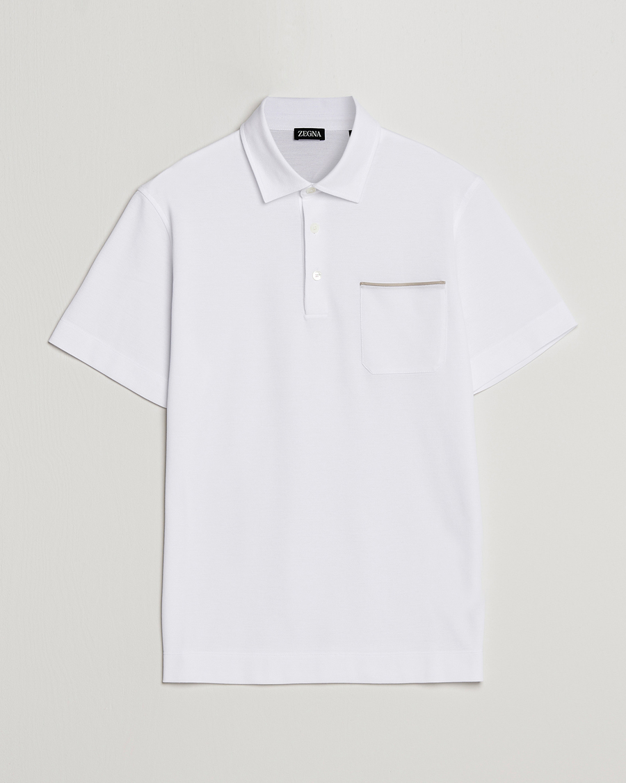 Hombres | Polos | Zegna | Short Sleeve Pocket Polo White