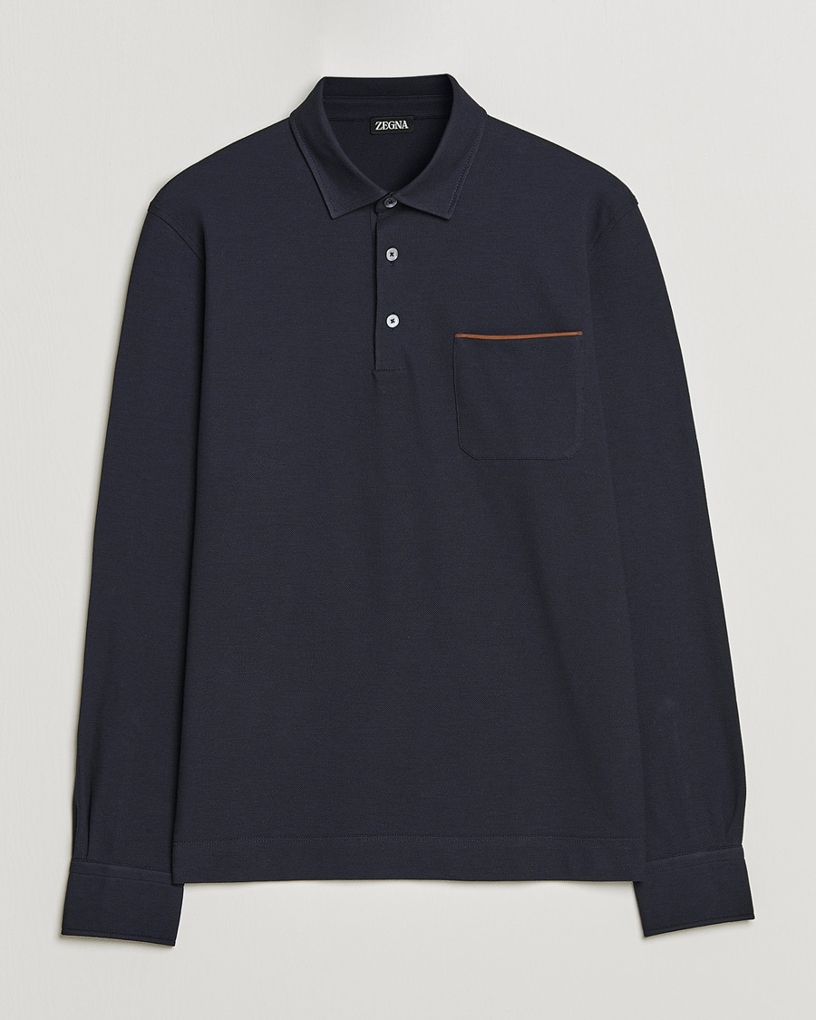Hombres | Jerséis y prendas de punto | Zegna | Long Sleeve Pocket Polo Navy