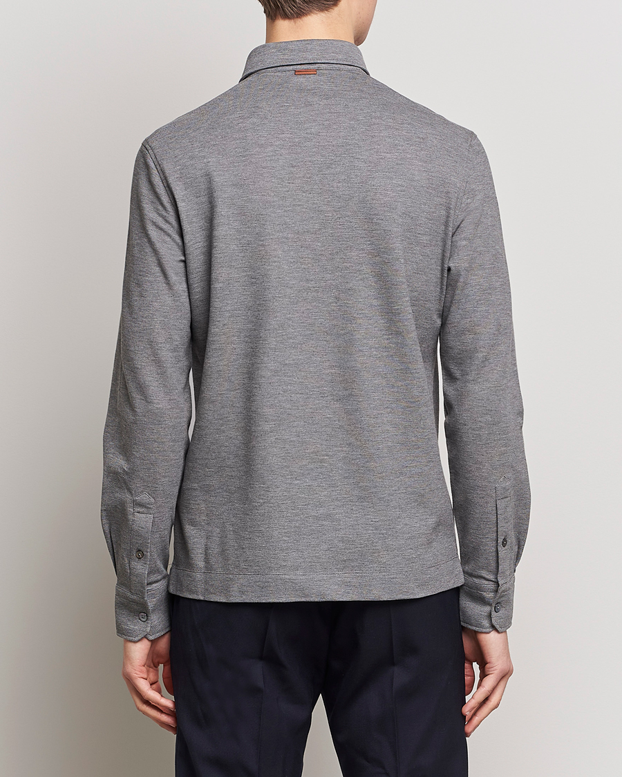 Hombres | Jerséis y prendas de punto | Zegna | Long Sleeve Pocket Polo Heather Grey
