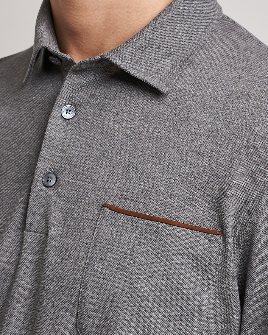 Hombres | Jerséis y prendas de punto | Zegna | Long Sleeve Pocket Polo Heather Grey