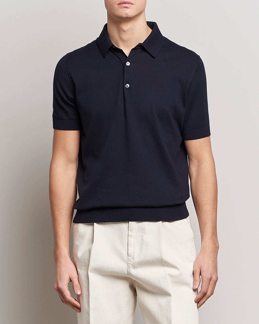 Hombres | Polos | Zegna | Premium Cotton Knitted Polo Navy
