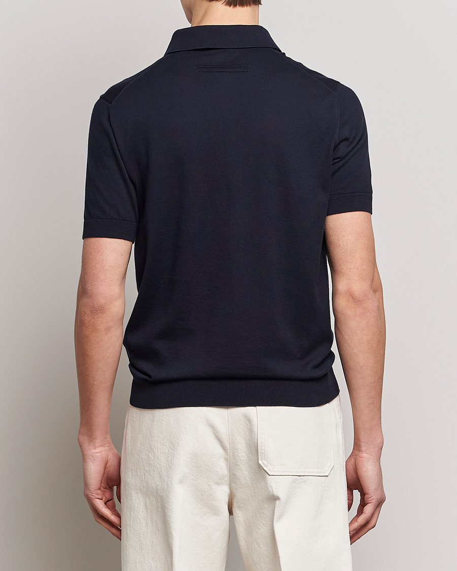 Hombres | Polos | Zegna | Premium Cotton Knitted Polo Navy