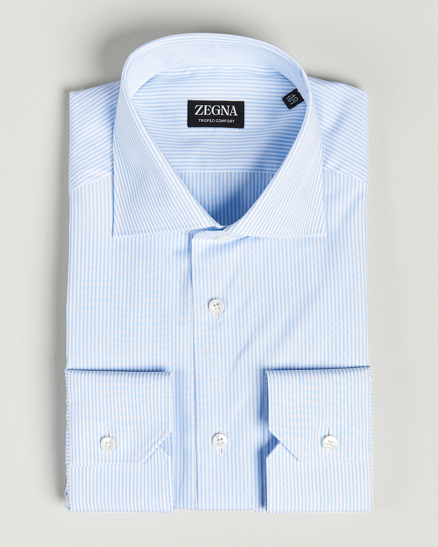Hombres | Camisas | Zegna | Slim Fit Striped Dress Shirt Light Blue