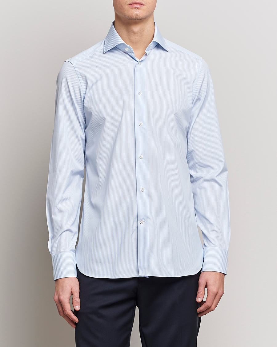 Hombres | Camisas | Zegna | Slim Fit Striped Dress Shirt Light Blue