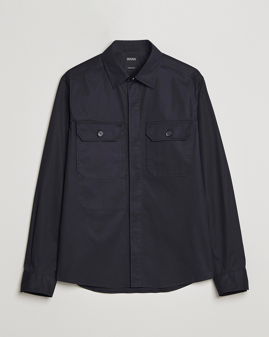 Hombres | Camisas | Zegna | Premium Cotton Overshirt Navy
