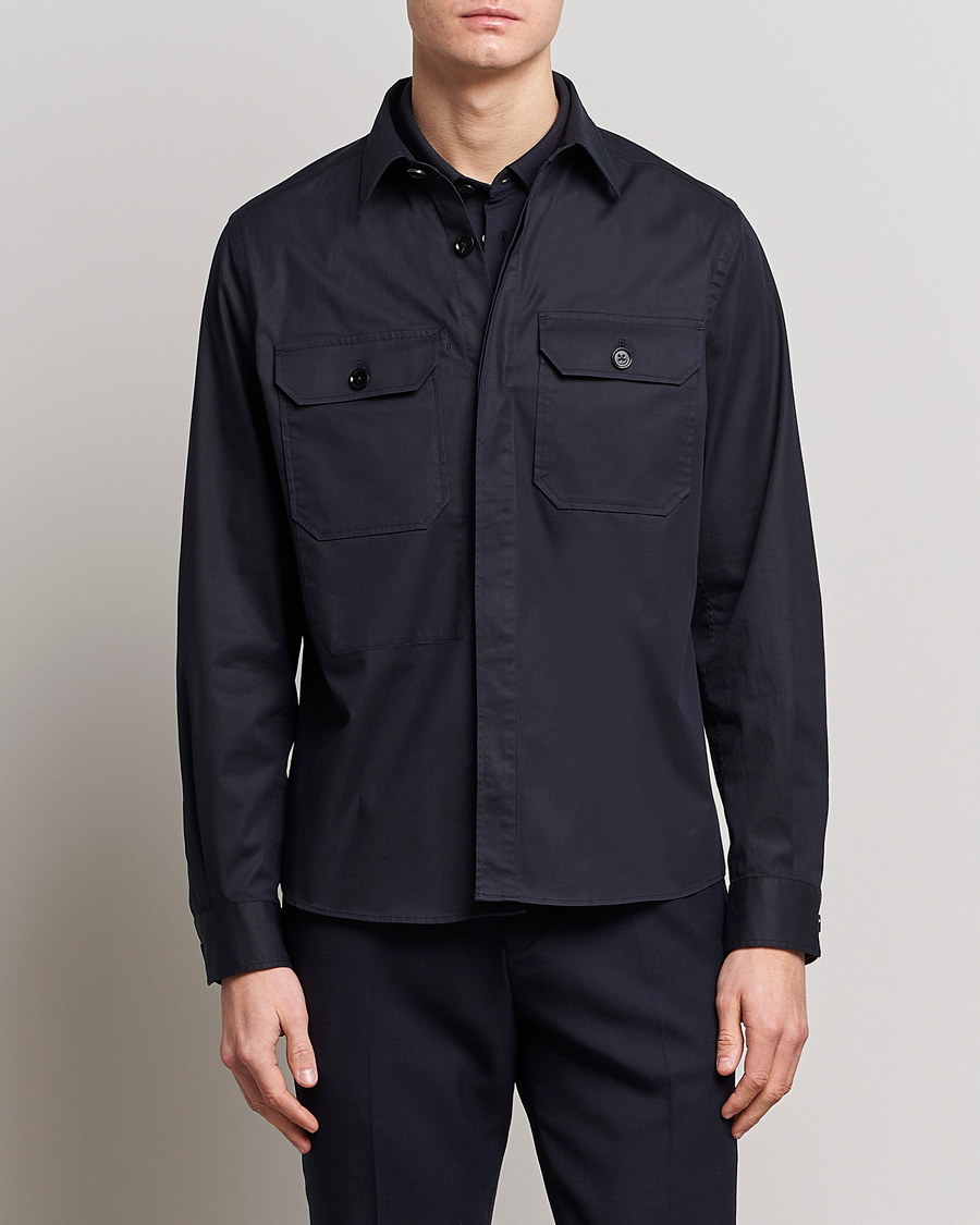 Hombres | Camisas | Zegna | Premium Cotton Overshirt Navy