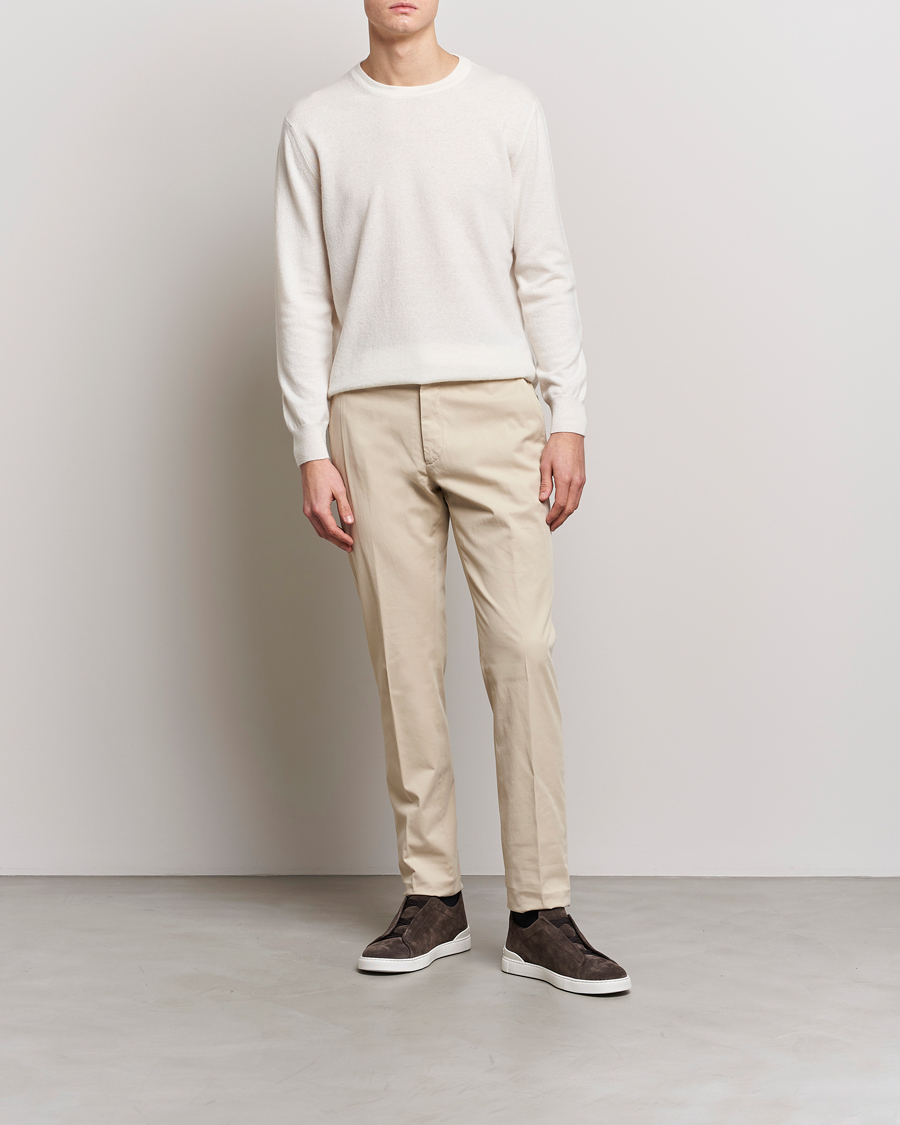 Hombres | Pantalones | Zegna | Slim Fit Premium Cotton Chinos Off White