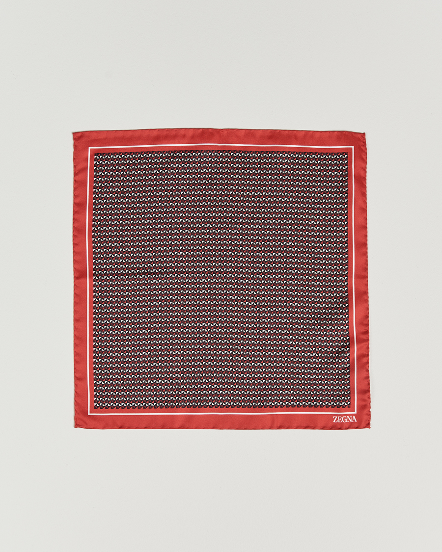 Hombres | Zegna Printed Silk Pochette Dark Red | Zegna | Printed Silk Pochette Dark Red