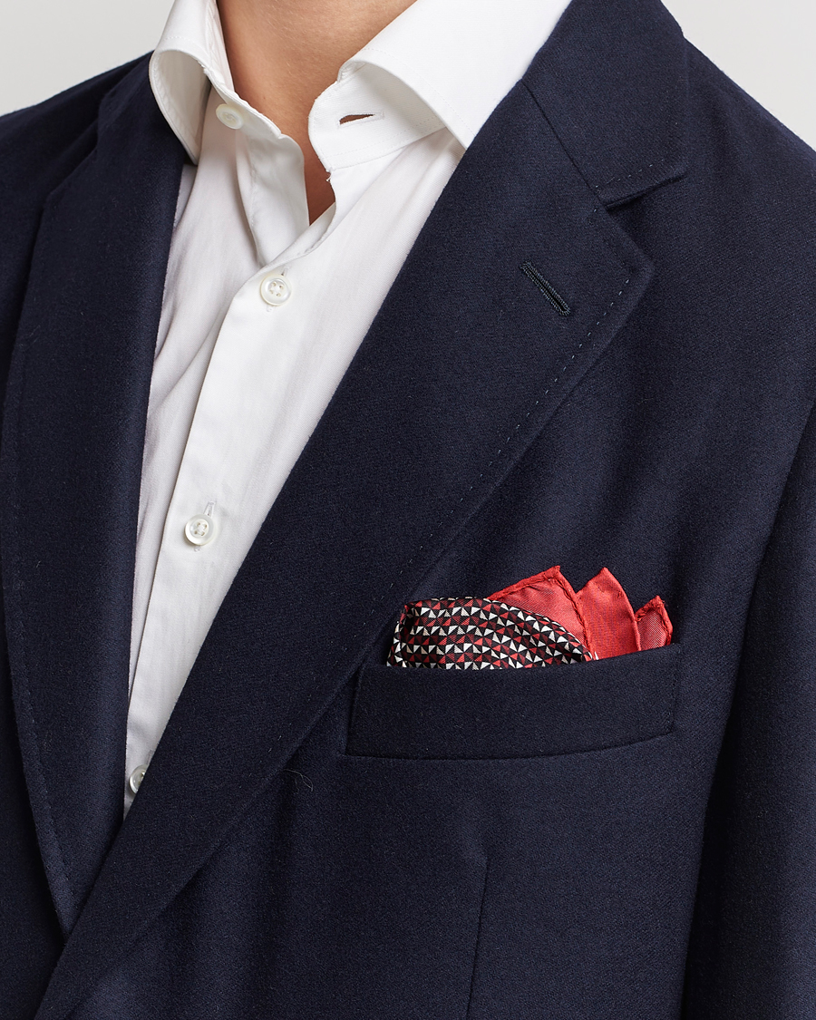 Hombres | Zegna Printed Silk Pochette Dark Red | Zegna | Printed Silk Pochette Dark Red