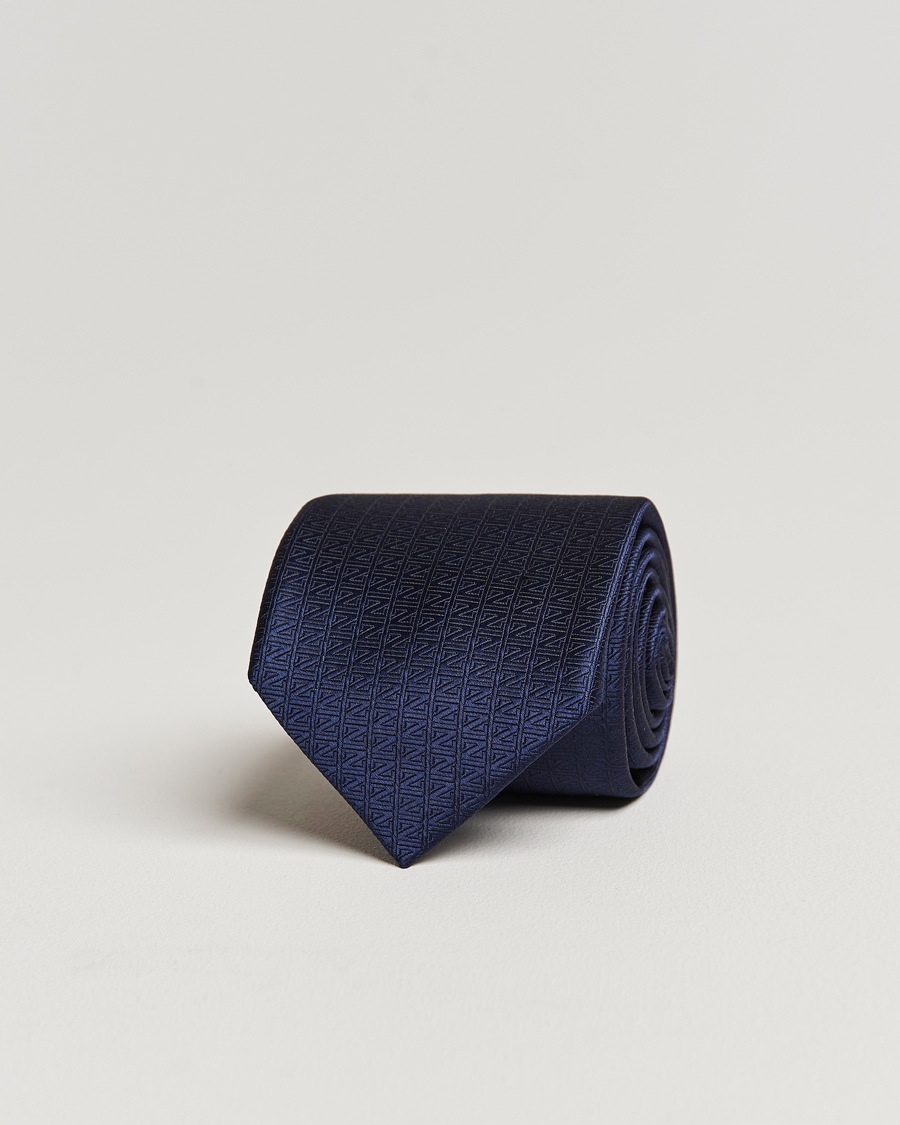 Hombres | Zegna Monogram Silk Tie Navy | Zegna | Monogram Silk Tie Navy