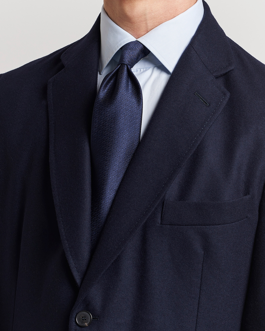 Hombres | Zegna Monogram Silk Tie Navy | Zegna | Monogram Silk Tie Navy