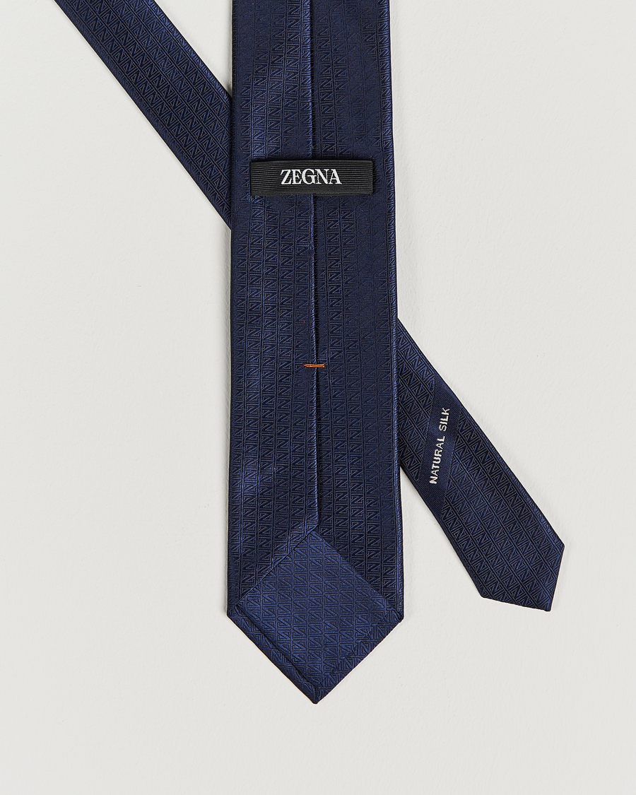 Hombres | Zegna Monogram Silk Tie Navy | Zegna | Monogram Silk Tie Navy