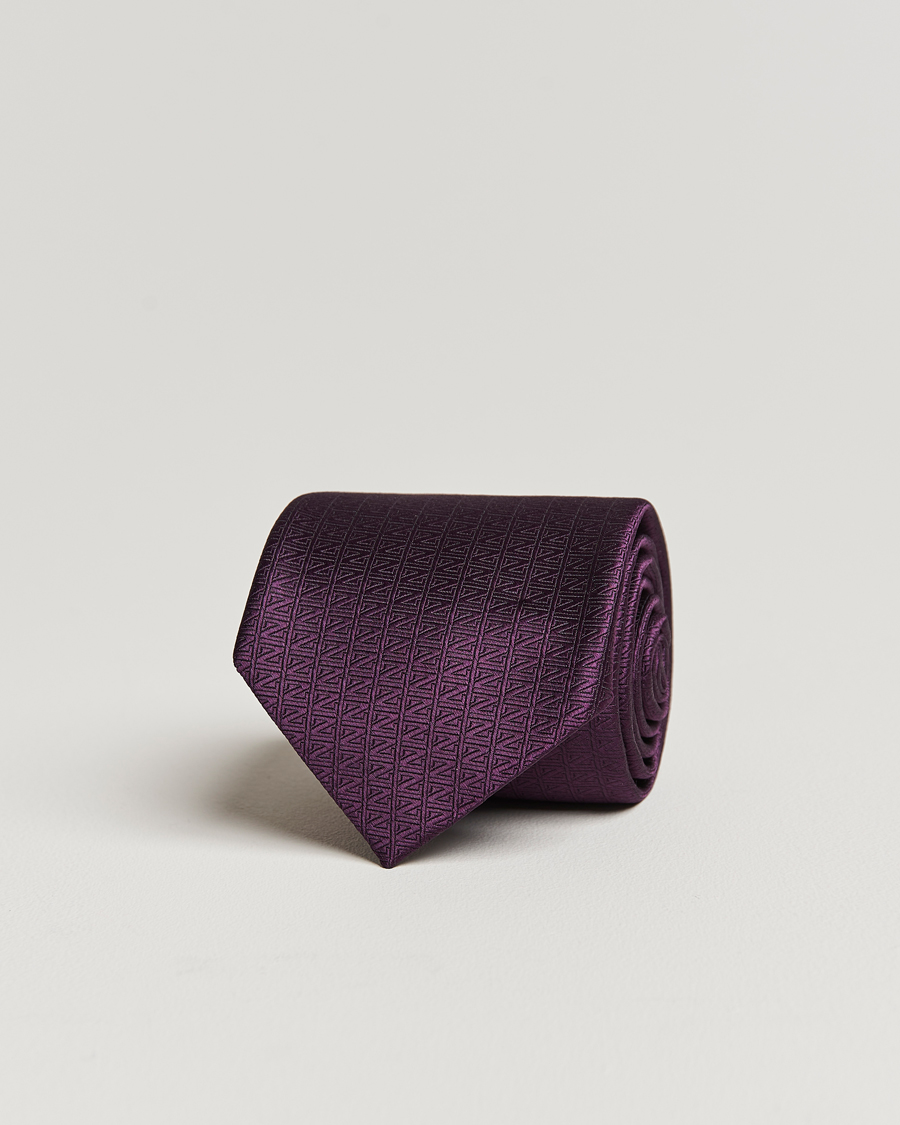 Hombres | Zegna Monogram Silk Tie Dark Purple | Zegna | Monogram Silk Tie Dark Purple