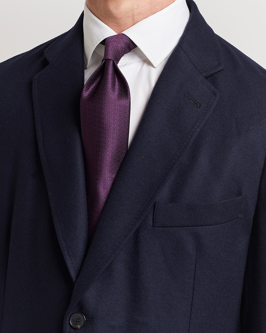 Hombres | Zegna Monogram Silk Tie Dark Purple | Zegna | Monogram Silk Tie Dark Purple