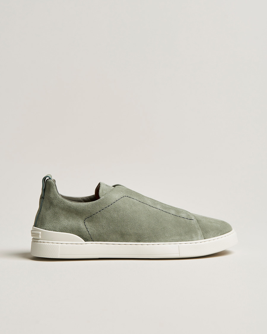 Hombres | Zegna Triple Stitch Sneakers Olive Suede | Zegna | Triple Stitch Sneakers Olive Suede