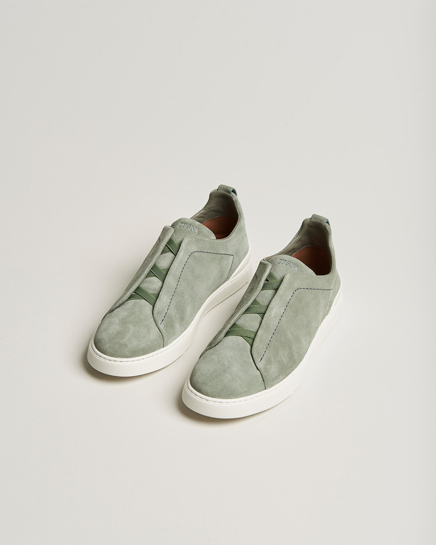 Hombres | Zegna Triple Stitch Sneakers Olive Suede | Zegna | Triple Stitch Sneakers Olive Suede