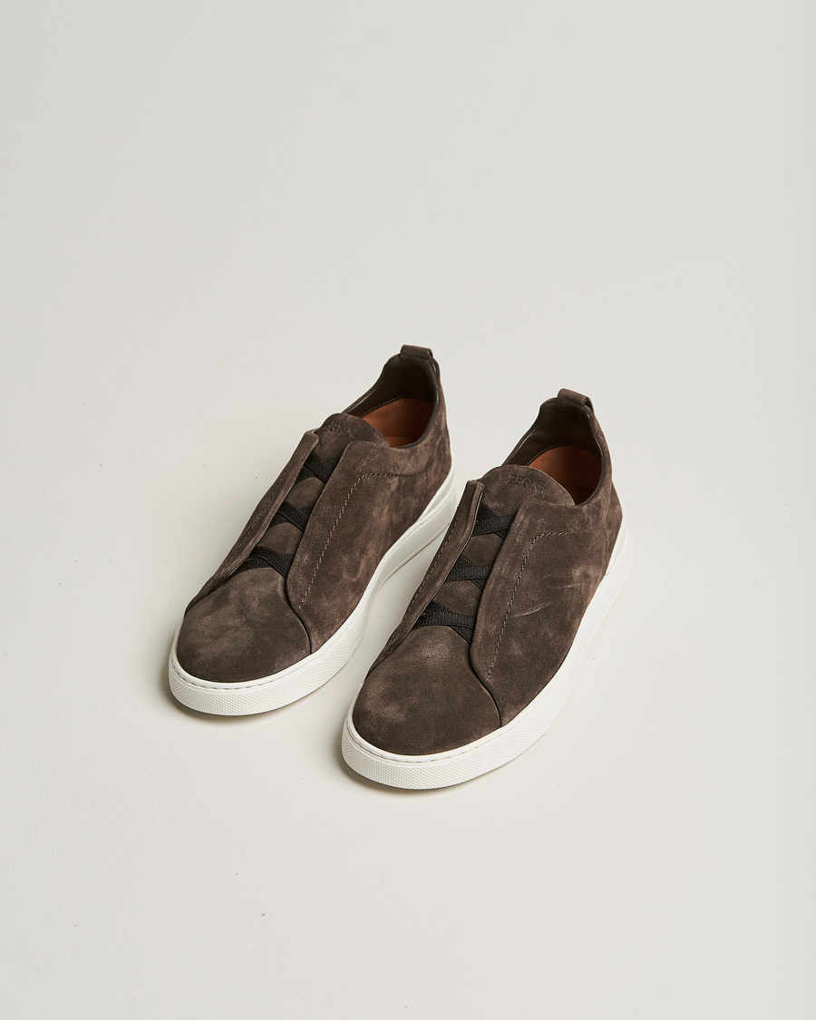 Hombres |  | Zegna | Triple Stitch Sneakers Dark Brown Suede