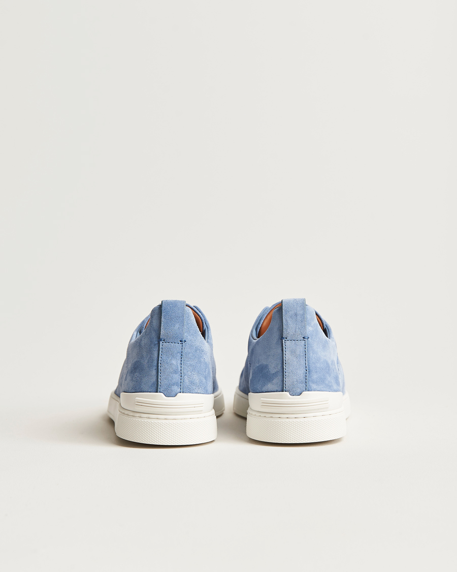 Hombres | Zegna Triple Stitch Sneakers Light Blue Suede | Zegna | Triple Stitch Sneakers Light Blue Suede