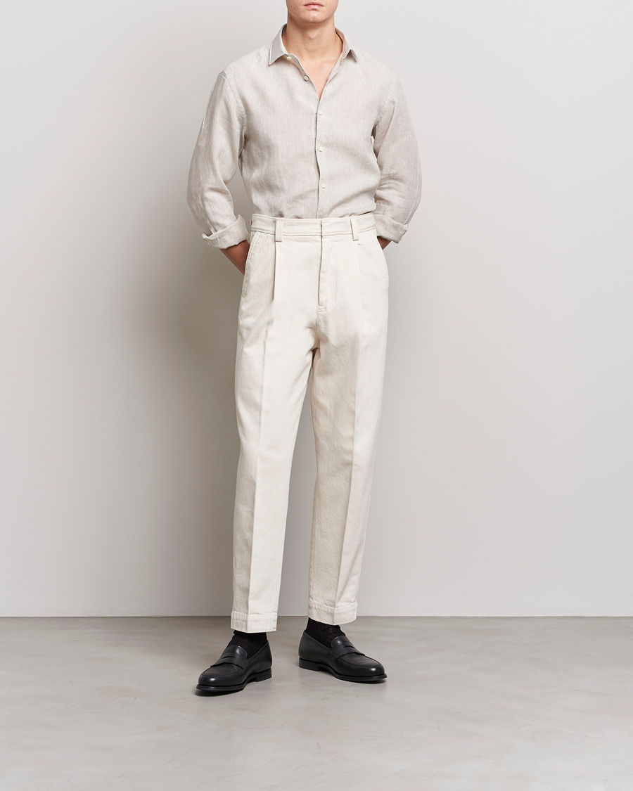 Hombres | Camisas | Zegna | Slim Fit Linen Shirt Light Beige