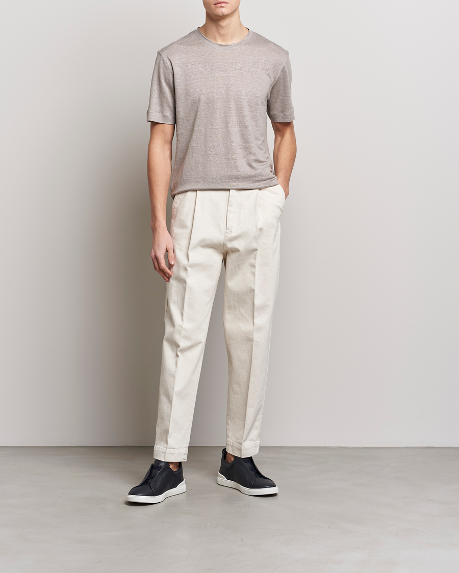 Hombres | Camisetas | Zegna | Pure Linen T-Shirt Taupe