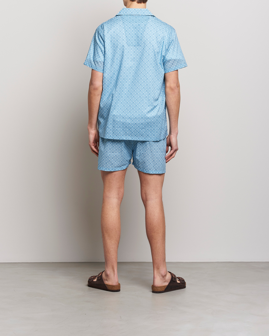 Hombres | Pijamas y batas | Derek Rose | Shortie Printed Cotton Pyjama Set Blue