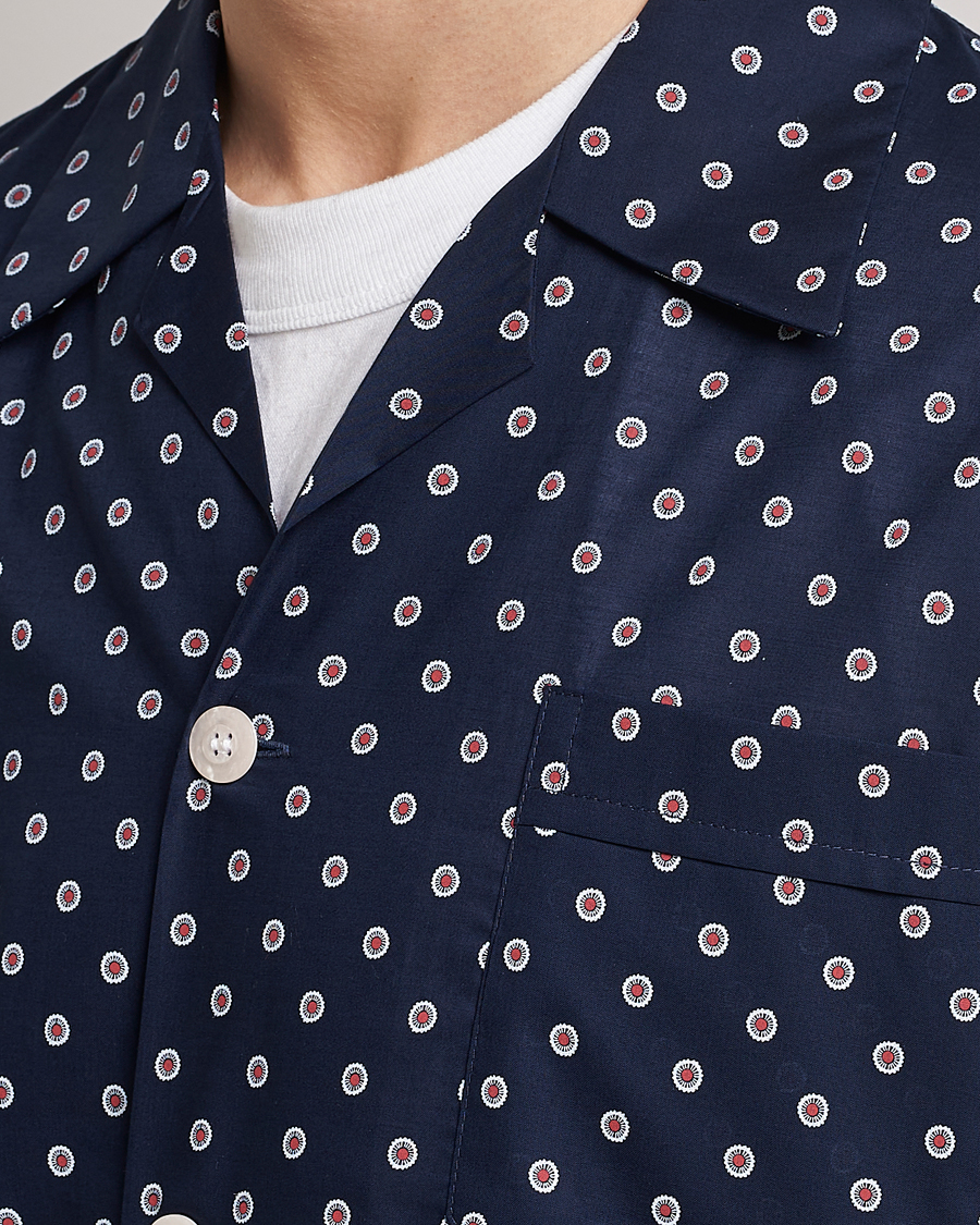 Hombres | Pijamas y batas | Derek Rose | Shortie Printed Cotton Pyjama Set Navy