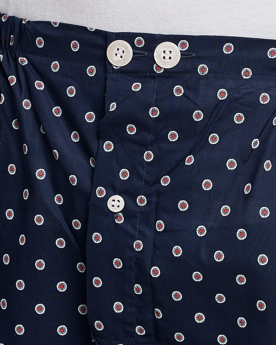 Hombres | Pijamas y batas | Derek Rose | Shortie Printed Cotton Pyjama Set Navy
