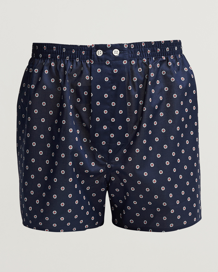 Hombres | Ropa interior y calcetines | Derek Rose | Classic Fit Woven Cotton Boxer Shorts Navy
