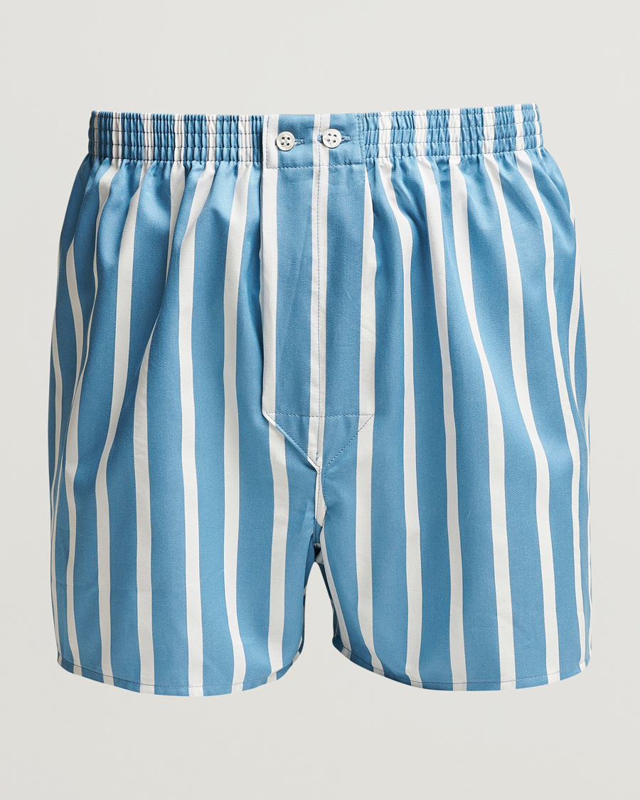 Hombres | Ropa interior y calcetines | Derek Rose | Classic Fit Striped Cotton Boxer Shorts Blue/White