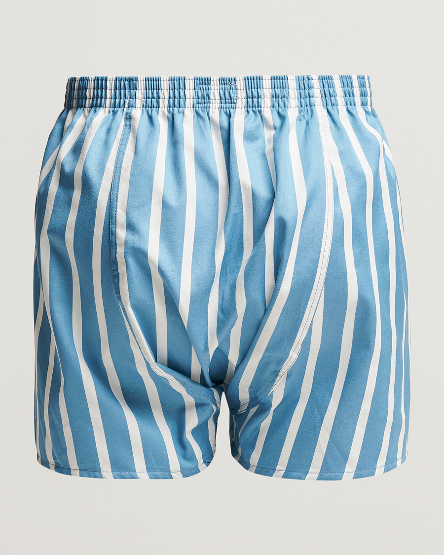 Hombres | Ropa interior y calcetines | Derek Rose | Classic Fit Striped Cotton Boxer Shorts Blue/White
